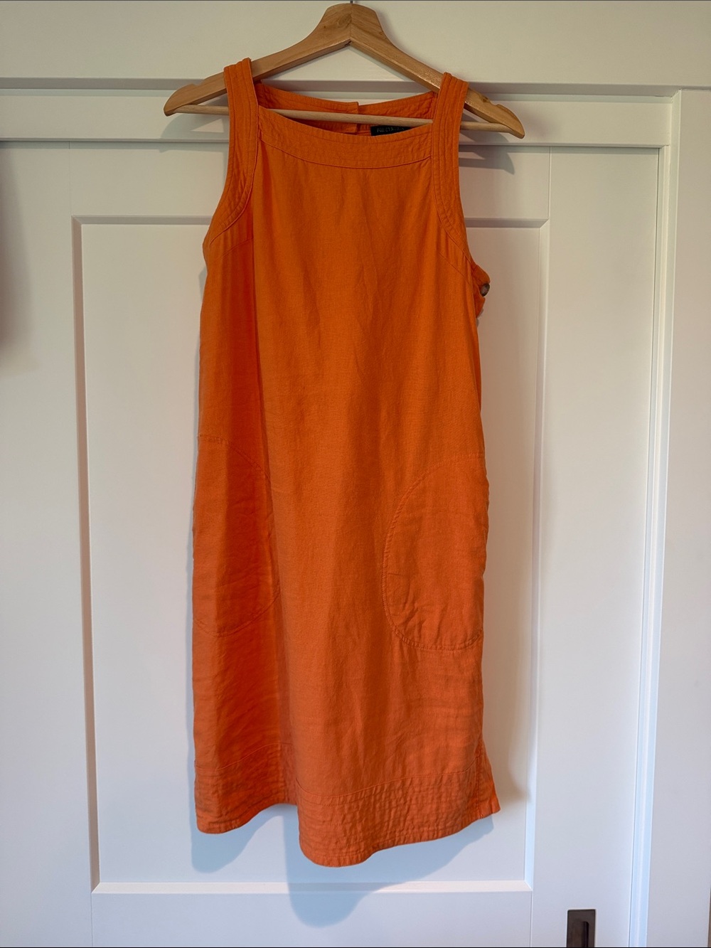 For Cynthia Sleeveless Linen blend Orange Shift Dress
